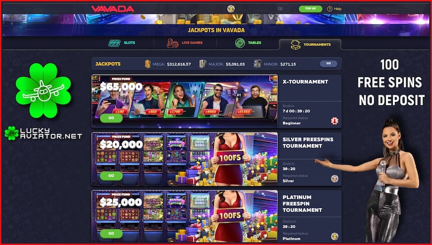 Free tournaments for players of all statuses at Vavada Casino are pictured here.