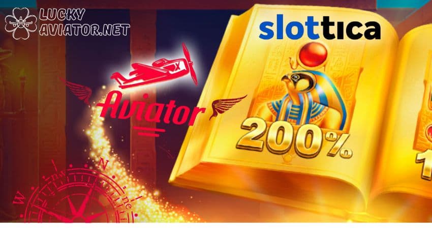 शर्त लगाने वाला व्यक्ति Aviator खेल में Slottica कैसीनो चित्रित।