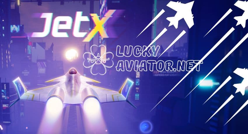 A screenshot of JetX game featuring a player-customized spaceship with a sleek and futuristic design, flying through a neon-lit environment.