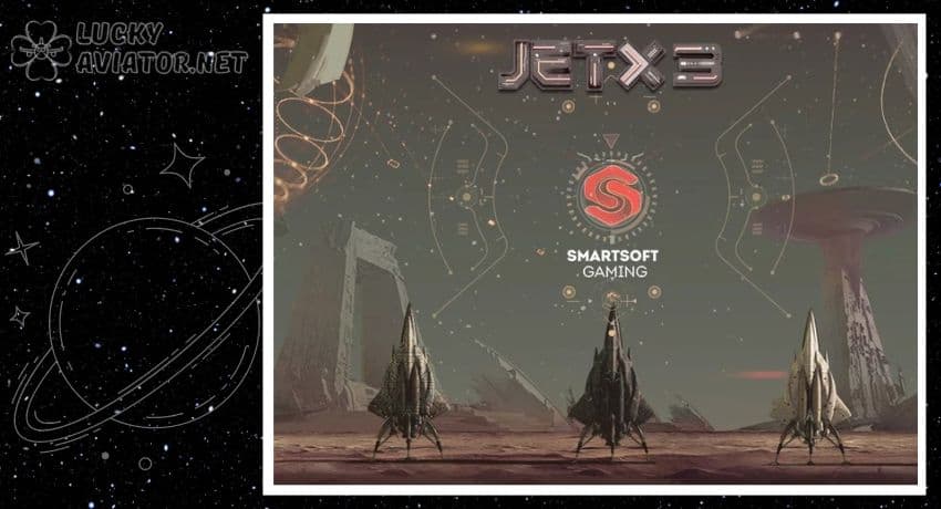 Крупный план JetX3игровой процесс, демонстрирующий пользователю, управляющему флотом космических кораблей.