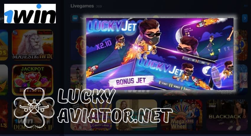 Une capture d'écran du Lucky Jet 1Win jeu de hasard avec les gains actuels du joueur affichés.